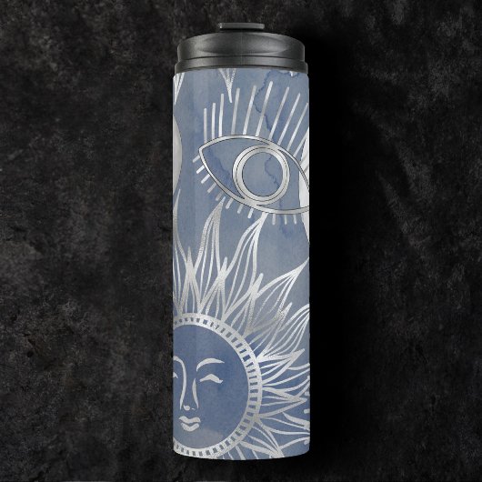 Bouteilles Isothermes Mystique solaire | Dusty Blue Silver Moon Stars So