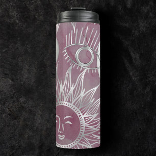 Bouteilles Isothermes Mystique solaire Rose Argent Lune Étoiles Soleil