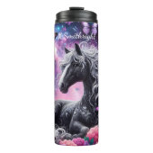 Bouteilles Isothermes Mythique Cheval Noir Papillons Cosmiques (Devant)