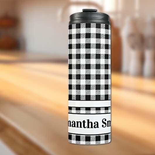 Bouteilles Isothermes Name Black & White Buffalo Check 12oz
