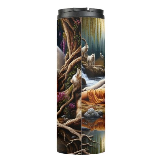 Bouteilles Isothermes Native Tranquil Reflection, Woman and Wolves. (Dos)
