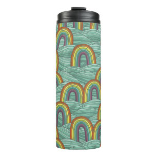 Bouteilles Isothermes Nature arc-en-ciel : Composition Vintage dessinée 