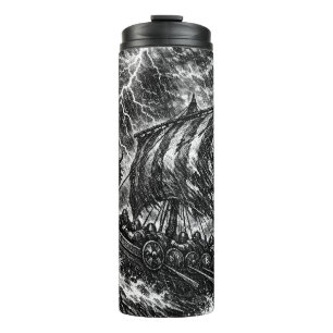 Bouteilles Isothermes Navire long Viking dans la tempête — Ink Saga Art