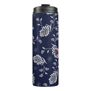 Bouteilles Isothermes Navy Paisley : Design Motif élégant.