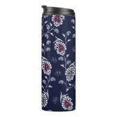 Bouteilles Isothermes Navy Paisley : Design Motif élégant. (Tourné sur la droite)