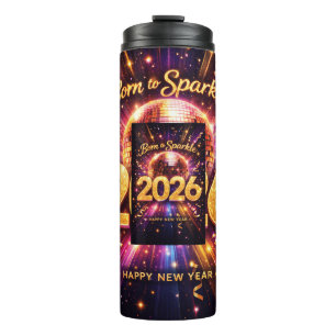 Bouteilles Isothermes Née pour briller 2026 Boule disco Bonne année