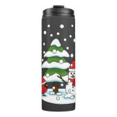 Bouteilles Isothermes Neige tombant sur Cardinal, Snowman et Pine Tree (Devant)