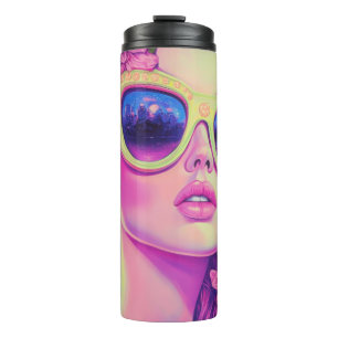 Bouteilles Isothermes Neon Dream Girl avec lunettes de soleil florales