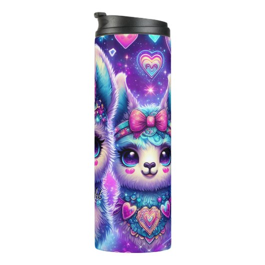 Bouteilles Isothermes Neon Galaxy Llama Trio avec Coeurs (Tourné sur la droite)