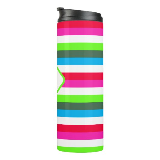 Bouteilles Isothermes Neon Retro Christmas Stripe personnalisable (Tourné sur la droite)