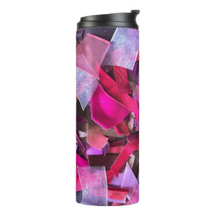 Bouteilles Isothermes Neuf, effet 3D, rubans violets roses bordeaux