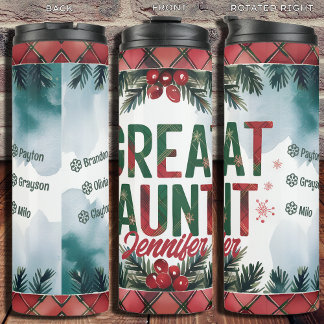 Bouteilles Isothermes Noël Custom Niece et Nephew Noms Grande Tante