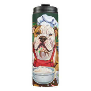 Bouteilles Isothermes Noël de Bulldog Américain : Pâtisserie festive de