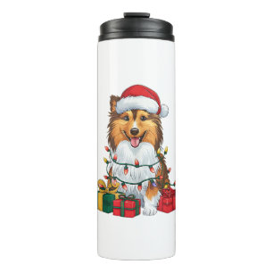 Bouteilles Isothermes Noël Éclairage Santa Hat Sheltie Chien Noël