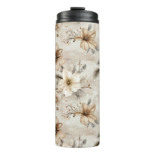 Bouteilles Isothermes Noël floral marron crème