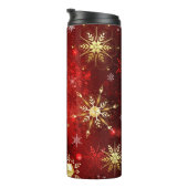 Bouteilles Isothermes Noël Golden Snowflakes sur Arrière - plan rouge (Tourné sur la droite)