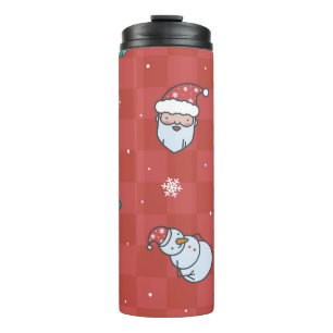 Bouteilles Isothermes Noël Minimaliste : Design sans couture rouge.