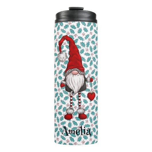 Bouteilles Isothermes Noël Nordic Gnome Mistletoe Motif avec nom (Devant)