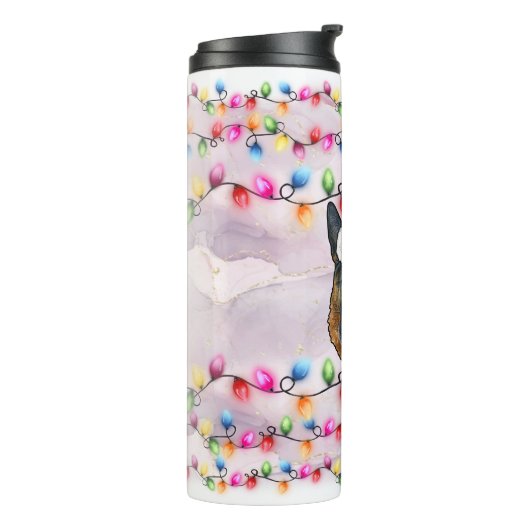 Bouteilles Isothermes Noël Père Noël Allemand Berger Chien Tête (Tourné sur la gauche)