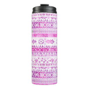 Bouteilles Isothermes Noël rayures rose blanc cosy