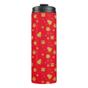 Bouteilles Isothermes Noël rouge et or motif de vacances