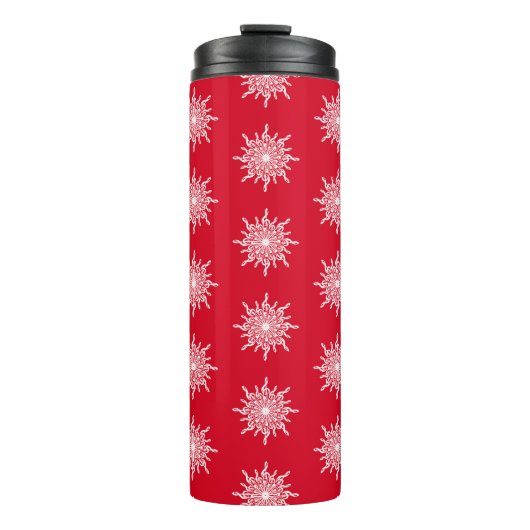 Bouteilles Isothermes Noël Rouge ornemental G Clef Snowflake Motif (Devant)
