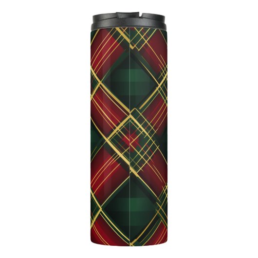 BOUTEILLES ISOTHERMES NOËL ROUGE VERT OR VACANCES PLAID MOTIF (Dos)