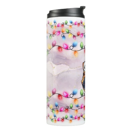 Bouteilles Isothermes Noël Santa Claus Boston terrier Chien Head (Tourné sur la gauche)