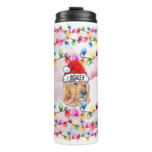 Bouteilles Isothermes Noël Santa Claus Golden retrier Chien Head