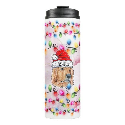 Bouteilles Isothermes Noël Santa Claus Golden retrier Chien Head (Devant)