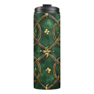 BOUTEILLES ISOTHERMES NOEUDS EN VERT SOMBRE & OR EN CELTIQUE IRLANDAIS E