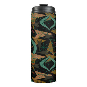 Bouteilles Isothermes Noir, Aqua, Flèches Faux Bois Mid Century Modern