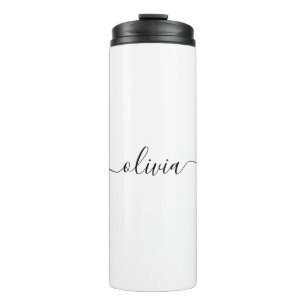 Bouteilles Isothermes Noir Blanc moderne Script Girl Monogramme Nom