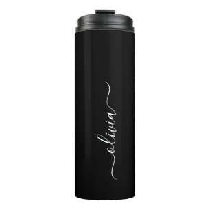 Bouteilles Isothermes Noir Blanc moderne Script Girl Monogramme Nom