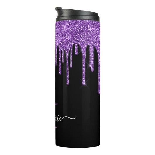 Bouteilles Isothermes Noir Blanc Monogramme Purple Parties scintillant D (Tourné sur la droite)