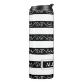 Bouteilles Isothermes Noir Blanc rayé design Monogramme (Tourné sur la gauche)