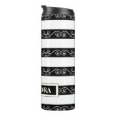 Bouteilles Isothermes Noir Blanc rayé design Monogramme (Tourné sur la droite)