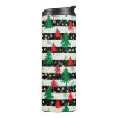 Bouteilles Isothermes Noir Blanc Stripes Neiges Rouge Vert Arbres (Tourné sur la gauche)