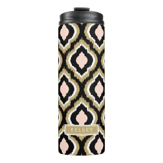 Bouteilles Isothermes Noir Blush et or Ikat Monogramme marocain (Devant)