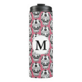 Bouteilles Isothermes Noir et blanc Mustached Sugar Crâne Monogramme (Devant)