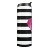 Bouteilles Isothermes Noir + Le blanc barre le monogramme de coeur (Tourné sur la gauche)