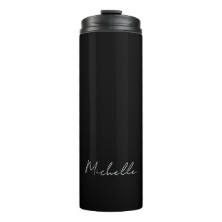 Bouteilles Isothermes Noir minimaliste Plaque moderne Nom propre Calligr