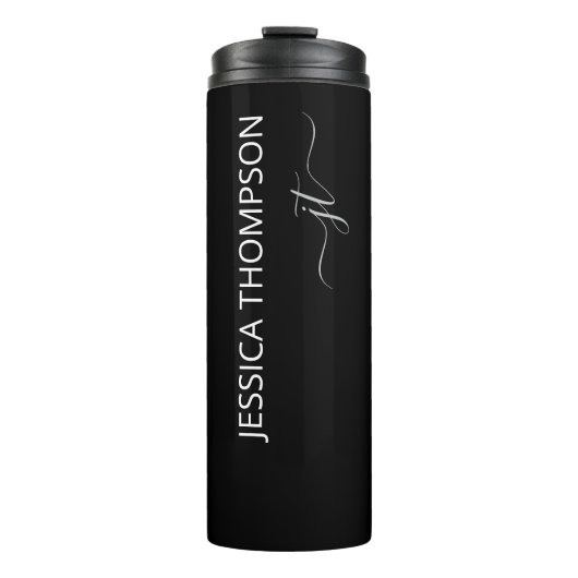 Bouteilles Isothermes Noir moderne Simple Script Girl Monogramme Nom (Devant)