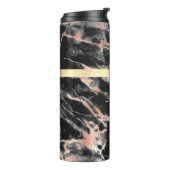 Bouteilles Isothermes Noir & Rose Gold Marble Boîte, Nom & Monogramme (Tourné sur la gauche)