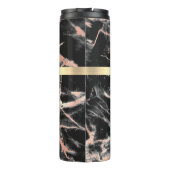 Bouteilles Isothermes Noir & Rose Gold Marble Boîte, Nom & Monogramme (Dos)