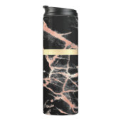 Bouteilles Isothermes Noir & Rose Gold Marble Boîte, Nom & Monogramme (Tourné sur la droite)