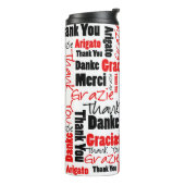 Bouteilles Isothermes Noir Rouge Merci Typographie Mot Cloud (Tourné sur la gauche)