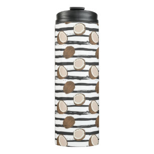 Bouteilles Isothermes Noix de coco sur le motif grunge de rayures