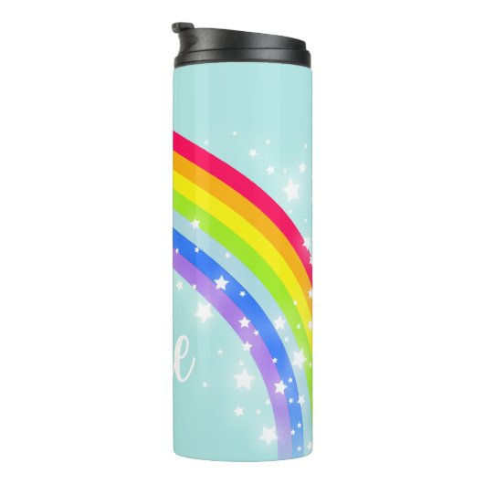 Bouteilles Isothermes Nom arc-en-ciel étoiles bleu turquoise (Tourné sur la droite)