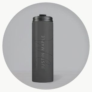 Bouteilles Isothermes Nom au look cool & monogramme Gris foncé